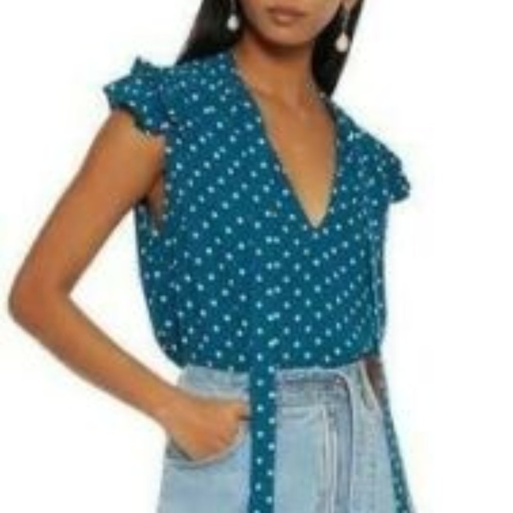 Zimmermann Blue White Polka Dot Sleeveless Top 2